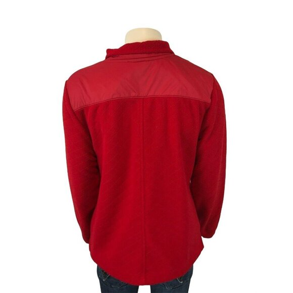 Talbots Womens Quilted Fleece Jacket Size Small Red Pockets Full Zip - Picture 2 of 7